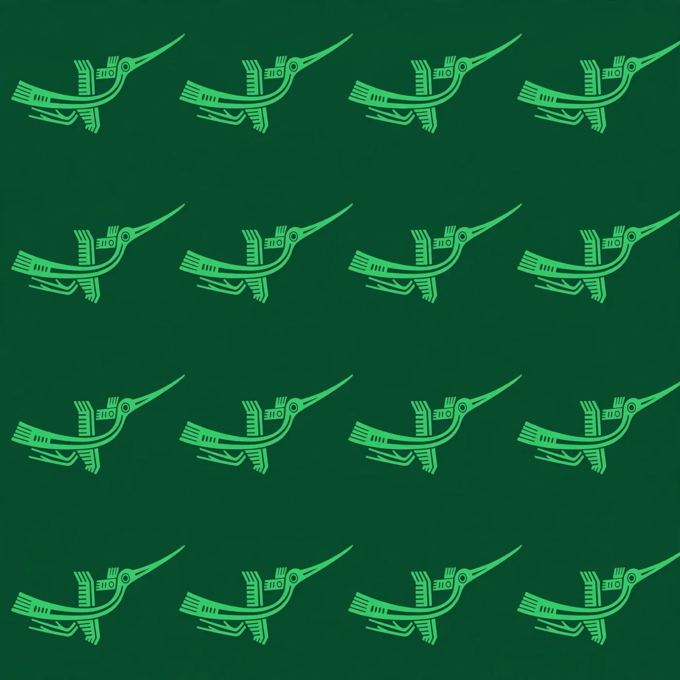 Pattern chim Lạc Đông Sơn, mực Energy trên nền Forest, đàn bay qua phải